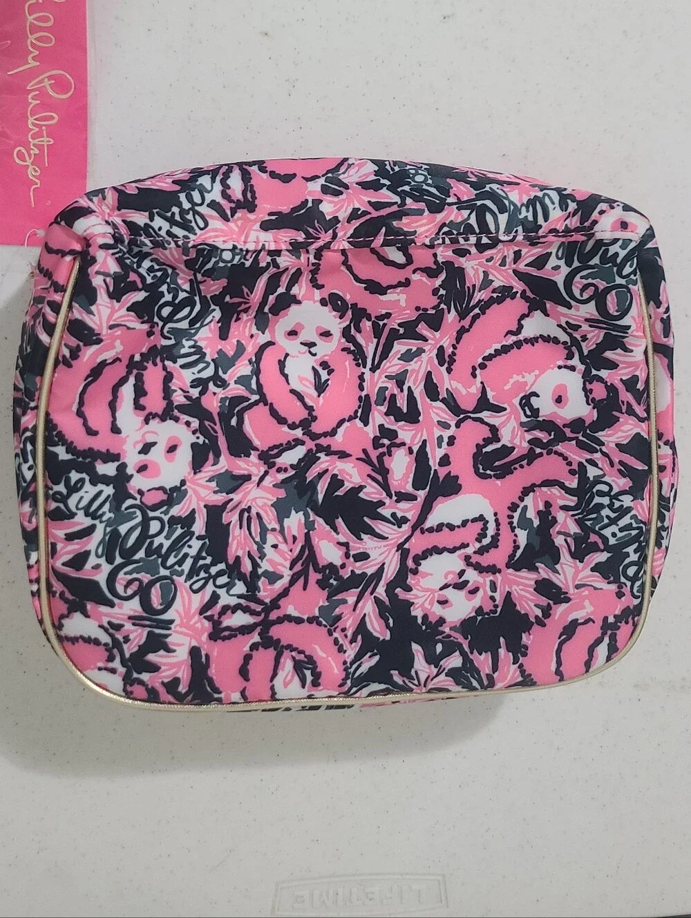 NWT Lilly Pulitzer Hanging With My Boo Escape Cosmetic Case Makeup Bag Panda